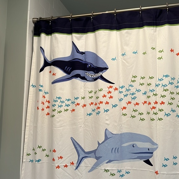 Pottery Barn Kids Shower Curtain Sharks - Picture 3 of 7
